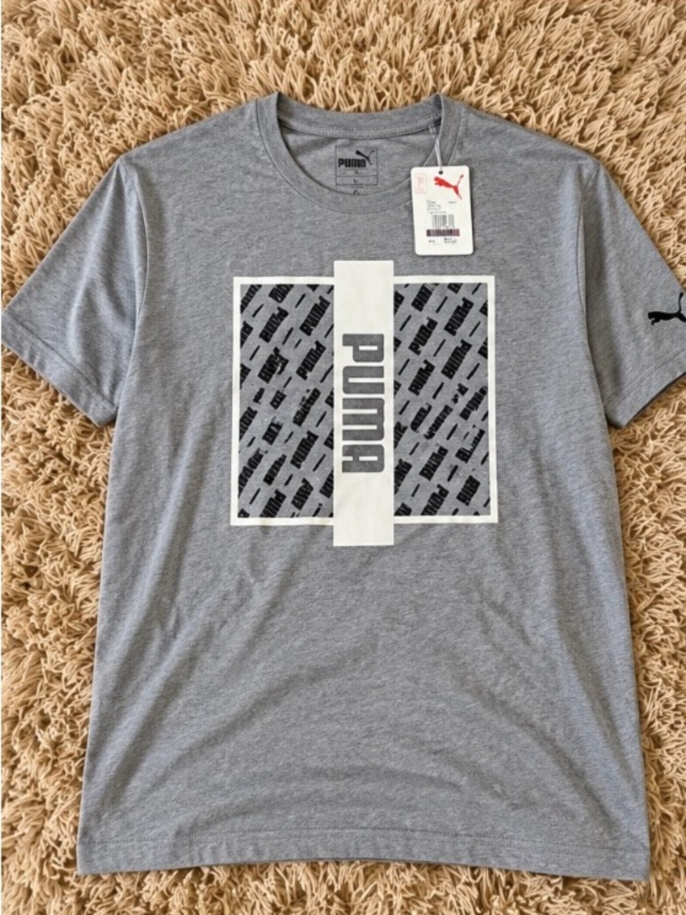 Puma Gray Short Sleeve Graphic Logo Tee